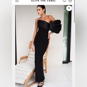 Eliya The Label Black One-Shoulder Gown